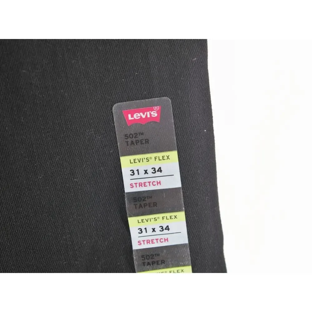 Levis 502 NWT Mens Jeans 31x34 Black Tapered Fit Flex Eco Performance Classic